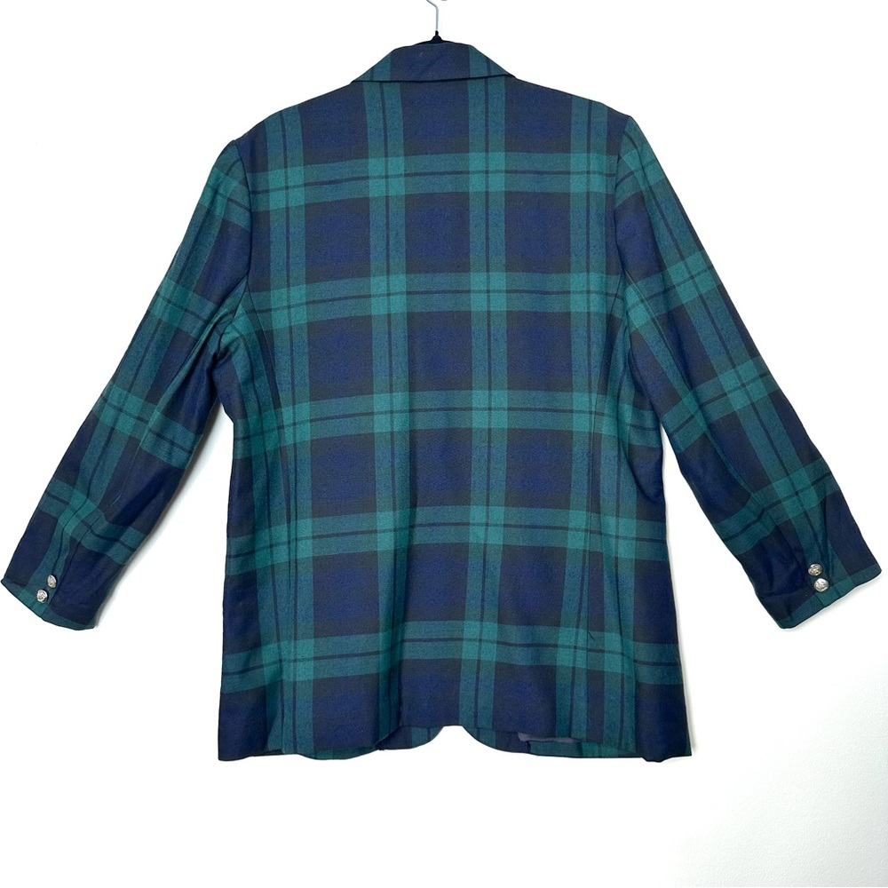 Vintage Tartan Plaid Old Money Heritage Blazer Single Button Black Watch Preppy - Picture 10 of 13